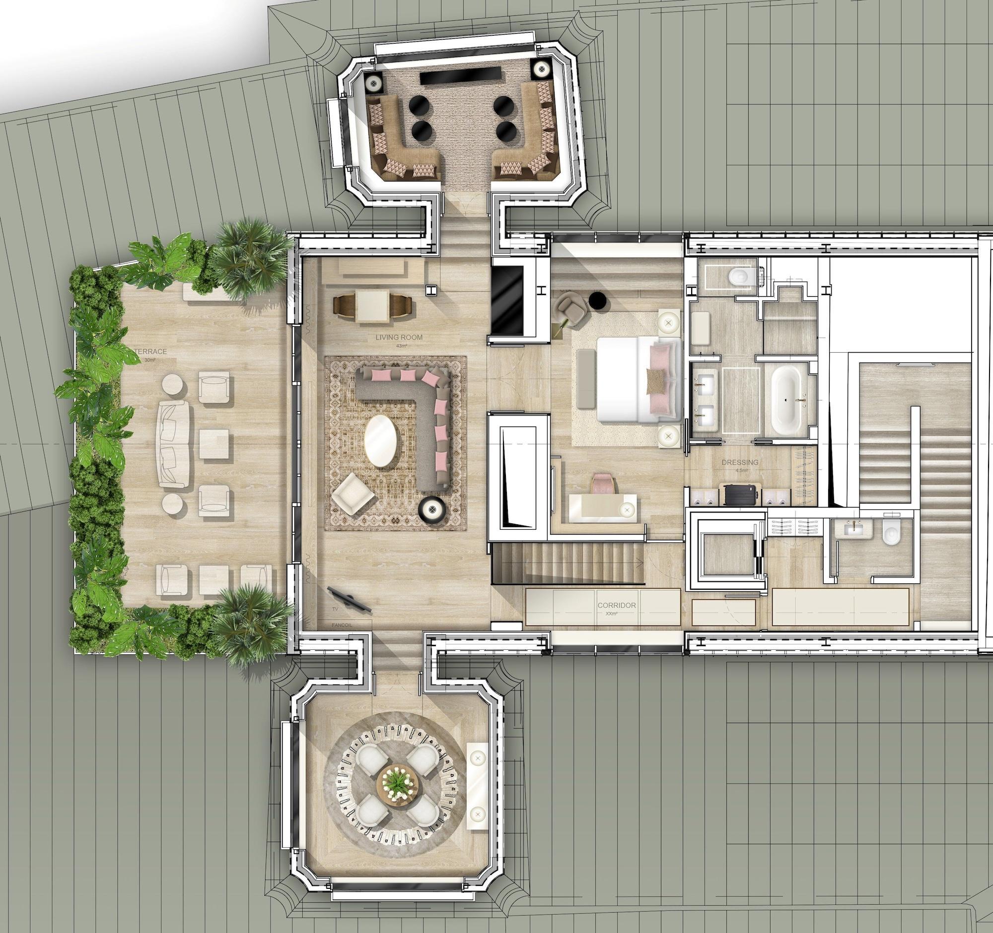 Hotel Sacher Salzburg Bagian luar foto A floor plan of a penthouse apartment